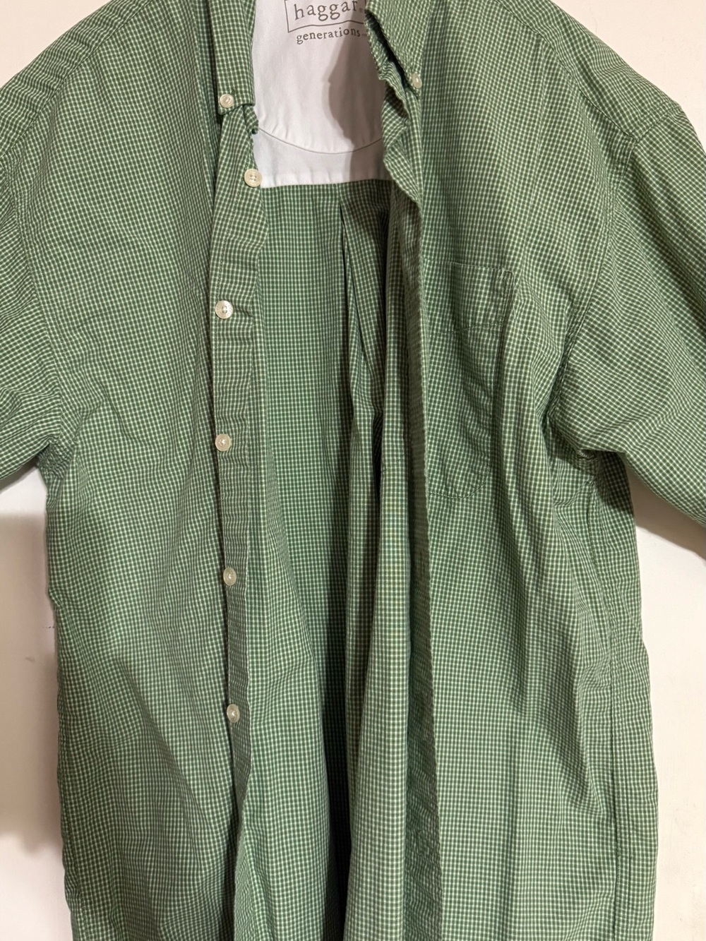 Haggar Green Micro-Gingham Shirt